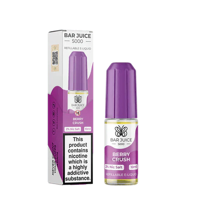 Bar Juice 5000 Berry Crush 10ml nicotine salt e-liquid refill pack of 10 with 2% nicotine and 50/50 PG/VG ratio