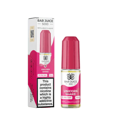 Bar Juice 5000 Unicorn Shake 10ml nic salt e-liquid bottle and box with 2% nicotine content