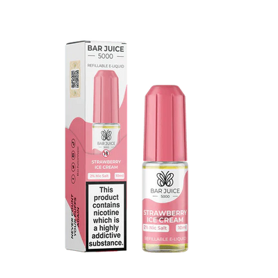 Bar Juice 5000 Strawberry Ice Cream 10ml nicotine salt e-liquid with refillable bottle and pack of 10 option