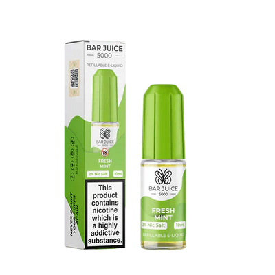Bar Juice 5000 Fresh Mint 10ml nicotine salt refillable e-liquid bottle and packaging