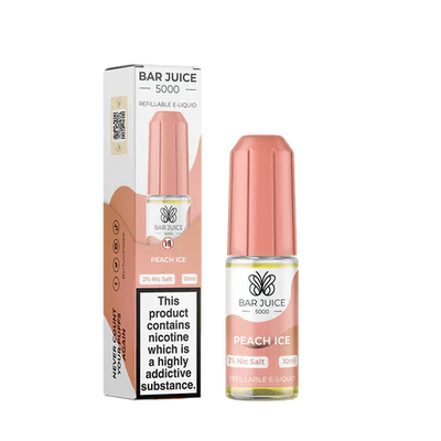 Bar Juice 5000 Peach Ice 10ml nic salt e-liquid pack of 10 with 2% nicotine salt and 50/50 PG/VG ratio