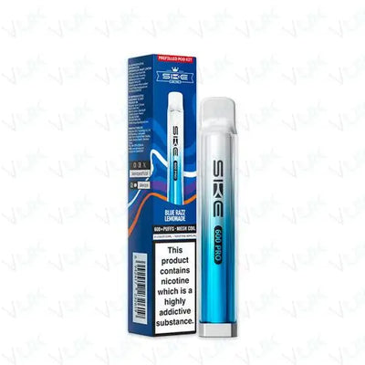 SKE Crystal Bar 600 Pro prefilled blue razz lemonade pod kit with 400mAh rechargeable battery and 600 puffs capacity
