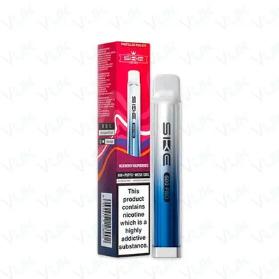 SKE Crystal Bar 600 Pro prefilled vape kit with blueberry raspberries flavor, 600 puffs, 400mAh battery, and mesh coil pod.