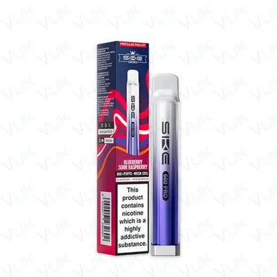 SKE Crystal Bar 600 Pro prefilled blueberry sour raspberry pod kit with 400mAh battery and mesh coil vape device