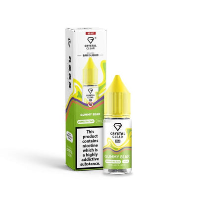 Crystal Clear 10ml nic salt e-liquid gummy bear flavor with 20mg nicotine, 50% VG/PG, TPD compliant, childproof cap, recyclable bottle