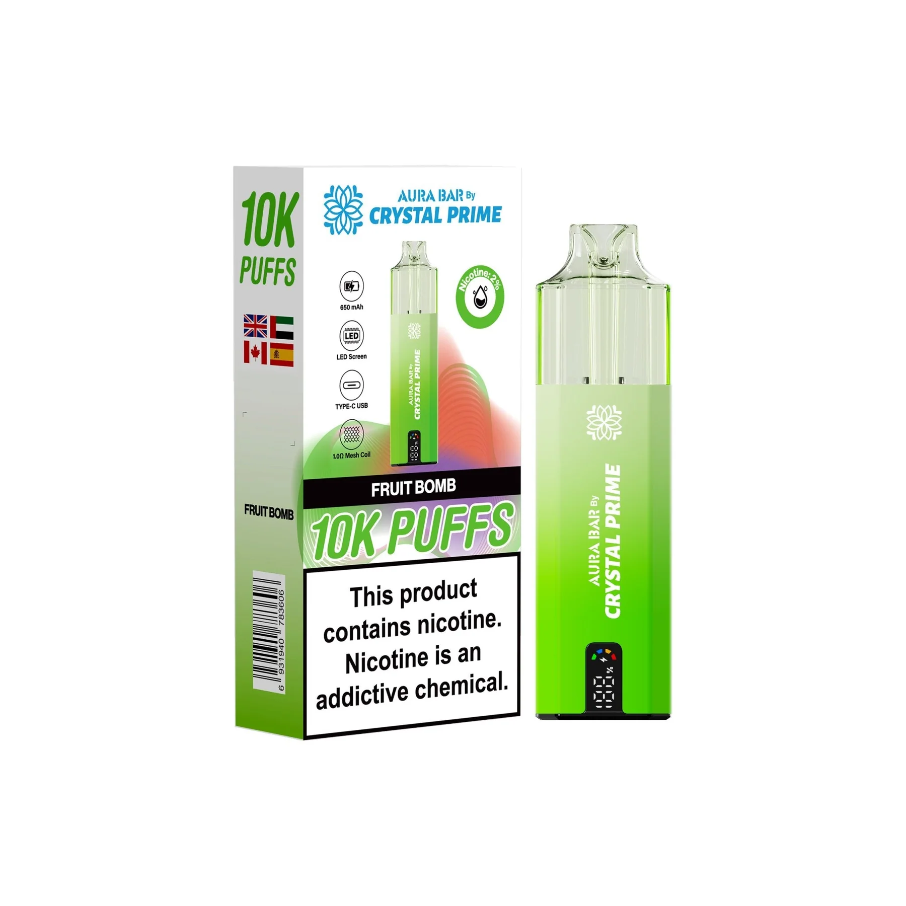 Crystal Prime 10000 Puffs Reuseable Vape | Box of 5