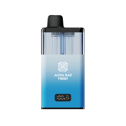 Aura Bar 40K Vape Kit by Crystal Prime with LED display, dual-flavour twist mechanism, 850mAh rechargeable battery, mesh coil technology, up to 40,000 puffs, 5 prefilled pods pack