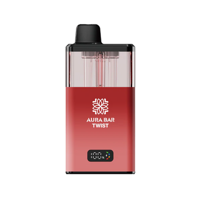 Aura Bar 40K Vape Kit red twist-base vape device with LED display and rechargeable battery