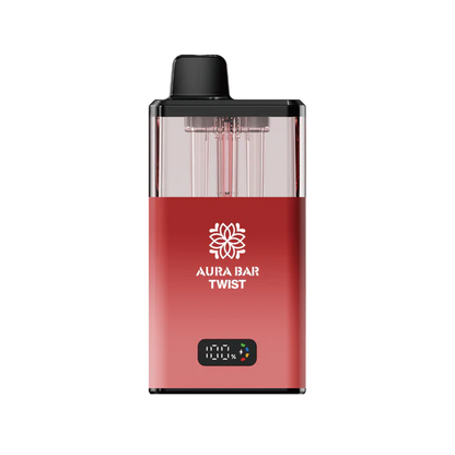 Aura Bar 40K Vape Kit red twist-base vape device with LED display and rechargeable battery