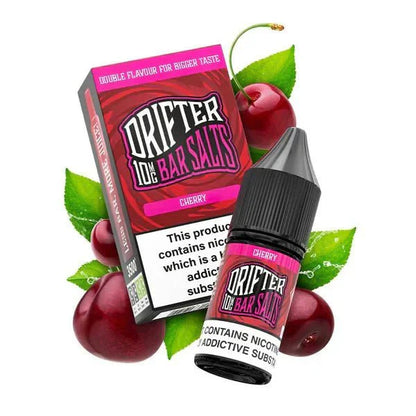 Drifter Bar Nic Salt 10ml cherry flavor nicotine salt e-liquid with 10mg strength and 50/50 PG/VG ratio in pack of 10 for smooth vaping