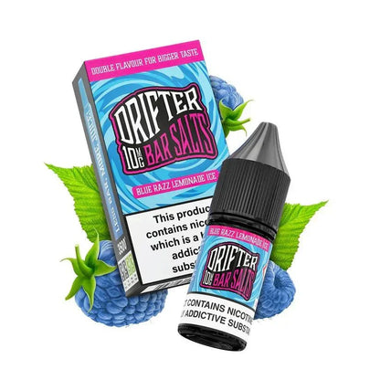 Drifter Bar Nic Salt 10ml e-liquid in Blue Razz Lemonade Ice flavor with nicotine, pack of 10 for smooth vaping experience