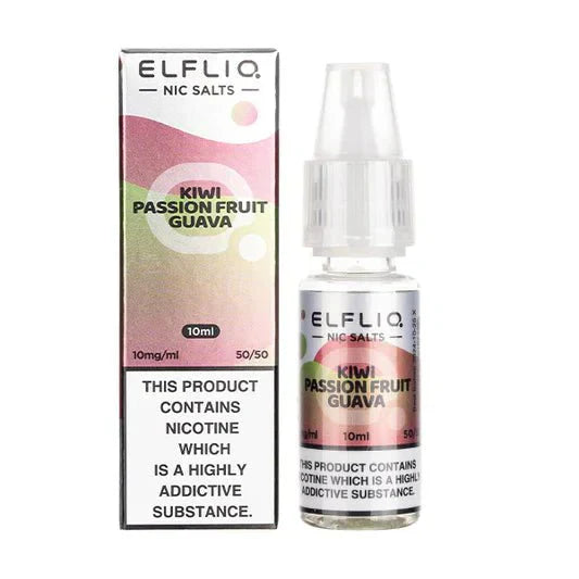 Elf Bar Elfliq 10ml nicotine salt e-liquid Kiwi Passion Fruit Guava flavor with 10mg strength and 50/50 VG/PG ratio