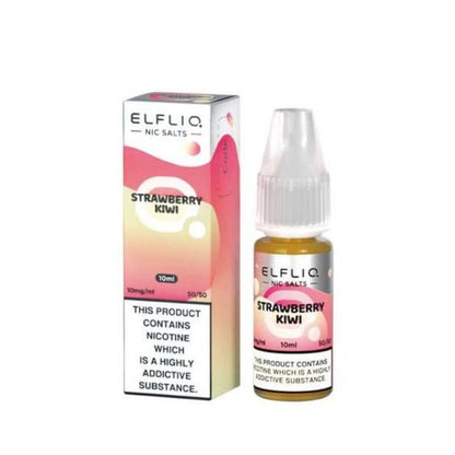 Elf Bar Elfliq 10ml Nic Salt Strawberry Kiwi flavor bottle and box with 10mg nicotine and 50/50 VG/PG ratio