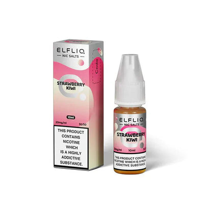Elf Bar Elfliq 10ml Strawberry Kiwi Nic Salt vape juice with 20mg nicotine and 50/50 VG/PG ratio in a small bottle and box