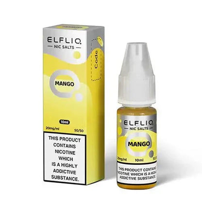 Elf Bar Elfliq Mango Nic Salt 10ml bottle and packaging with 20mg nicotine and 50/50 VG/PG ratio