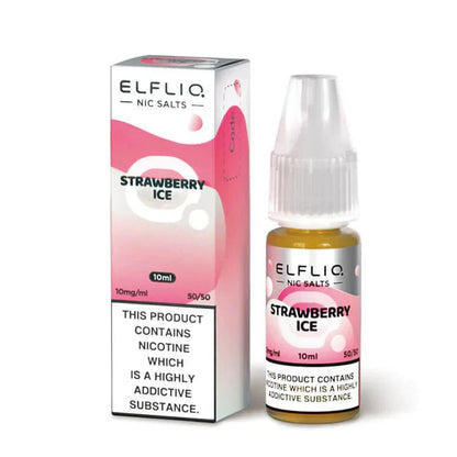 Elf Bar Elfliq 10ml Strawberry Ice nicotine salt e-liquid with 10mg strength and 50/50 VG/PG ratio
