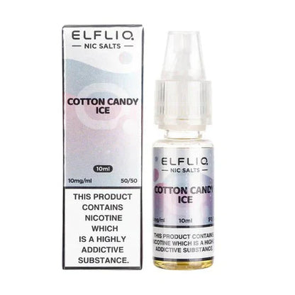 Elf Bar Elfliq Cotton Candy Ice 10ml nicotine salt e-liquid with 10mg strength and 50/50 VG/PG ratio in a 10-pack box
