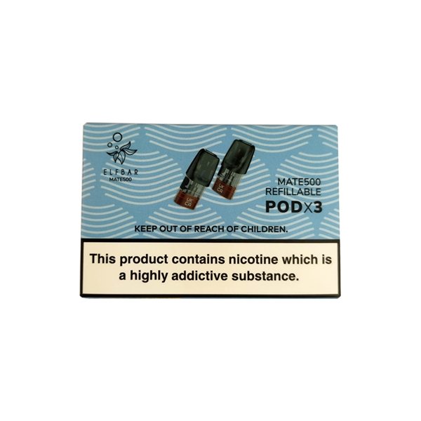 Elf Bar Mate 500 refillable pods pack of 3 with 1.6ml capacity and 1.2Ω coil resistance