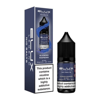 Elux Legend Nic Salts 10ml blueberry raspberry e-liquid pack of 10 with 10mg and 20mg nicotine options, 50vg/50pg ratio, up to 3500 puffs
