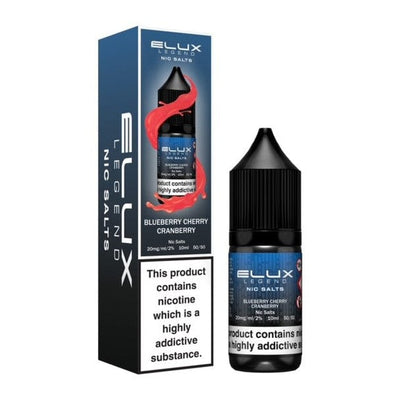 Elux Legend Nic Salts 10ml e-liquid bottle and box blueberry cherry cranberry flavor nicotine salt 50vg 50pg pack of 10