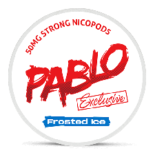 Pablo Exclusive Nicopods Frosted Ice flavor tobacco-free nicotine pouches with 50mg strength and slim design can