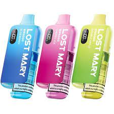 Lost Mary BM6000 prefilled vape pod kit in blue, pink, and yellow with 6000 puffs and 1000mAh battery capacity.