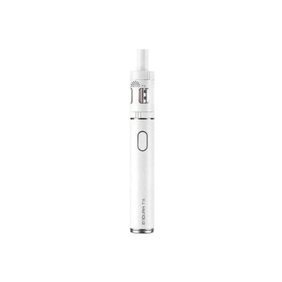 White Innokin Endura T18E Kit vape pen with 2ml stainless steel and Pyrex glass tank and single button design