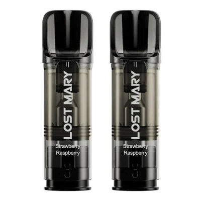 Lost Mary Tappo Pods prefilled vaping pods in Strawberry Raspberry flavor with QUAQ mesh coil technology and 2ml e-liquid capacity.