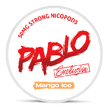 Pablo Exclusive Nicopods Mango Ice flavor with 50mg strong nicotine in slim, tobacco-free pouches