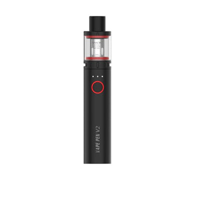 Compact black Smok Vape Pen V2 with 2ml tank, 1600mAh battery, and adjustable airflow for smooth vaping.
