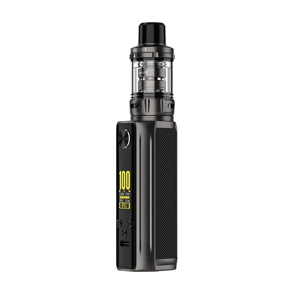 Vaporesso Target 100 Kit compact vape mod with ergonomic design, iTank, 0.96" TFT screen, and durable cage frame