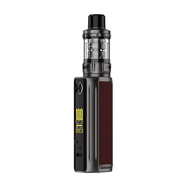Vaporesso Target 100 Kit vape mod with ergonomic cage-like frame, 0.96" TFT screen, iTank, and Turbo Airflow system for smooth vapor and durable design