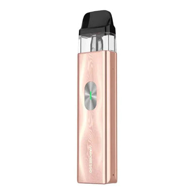 Vaporesso XROS 4 Mini pod vape kit in champagne gold with compact design and USB Type-C charging