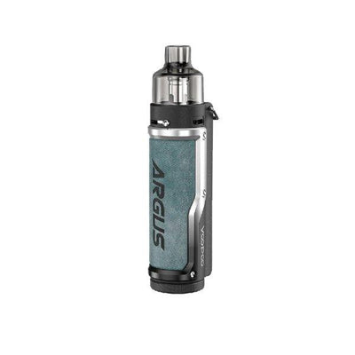 Voopoo Argus Pro Pod Kit with ergonomic design, zinc alloy and leather finish, 80W output, built-in 3000mAh battery, and 0.96-inch color screen