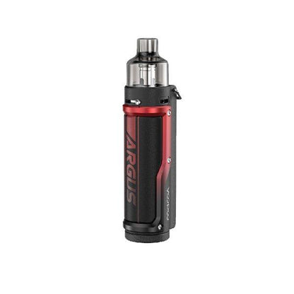Voopoo Argus Pro pod kit with ergonomic design, metal and leather body, 0.96-inch color screen, built-in 3000mAh battery, and 80W output.